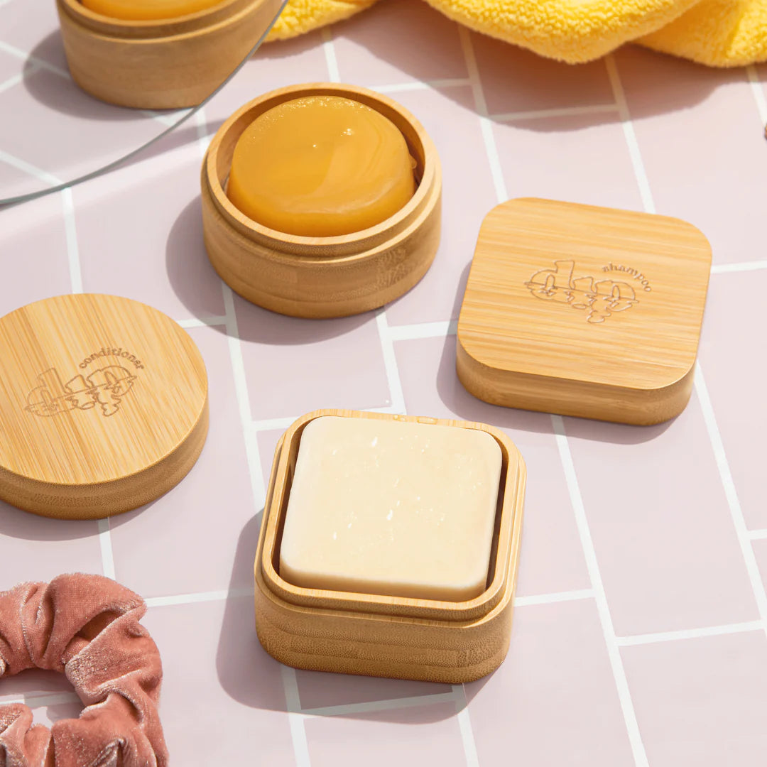 bamboo travel case for zero waste shampoo bars - the good fill