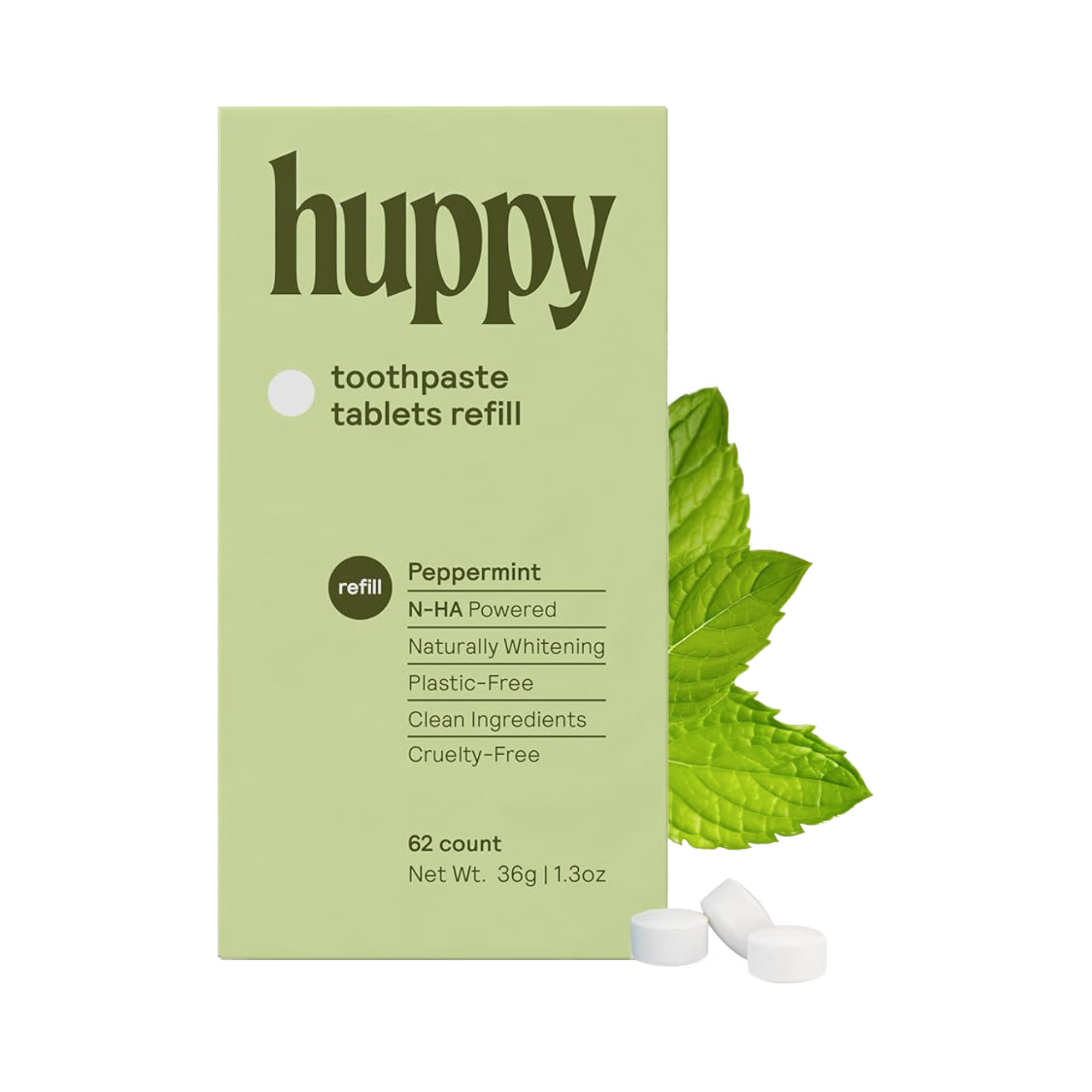 Plastic free Huppy toothpaste tablets