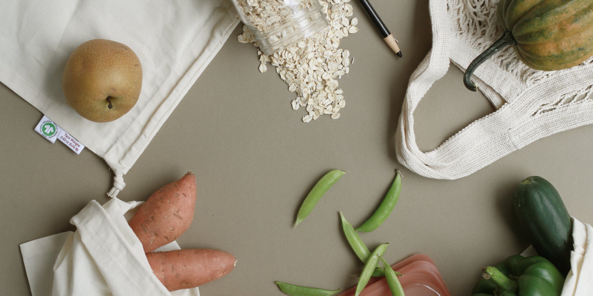 Package free produce and bulk bags, wax pencil, reusable market bag, stasher bag, refillable mason jar. Nashville's first zero waste store.