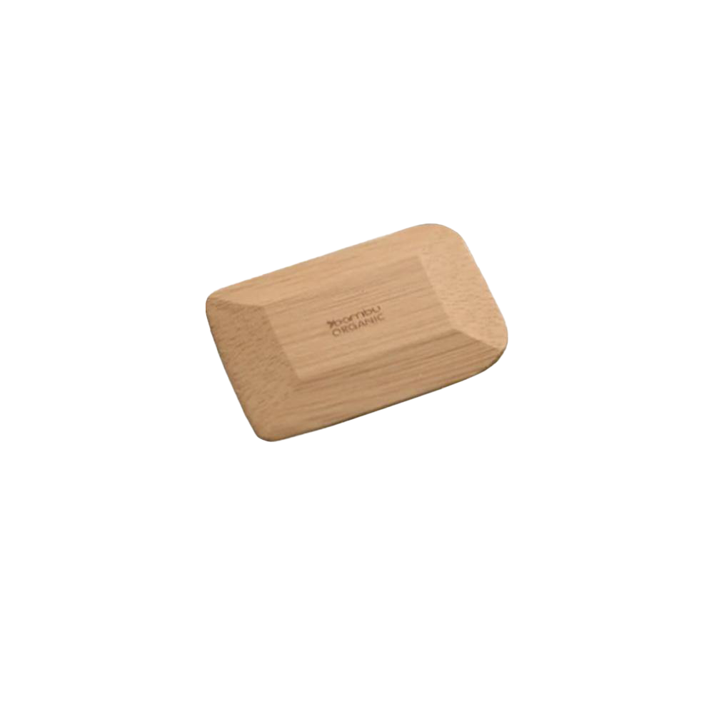 brown bamboo rectangular shaped pot scraper.