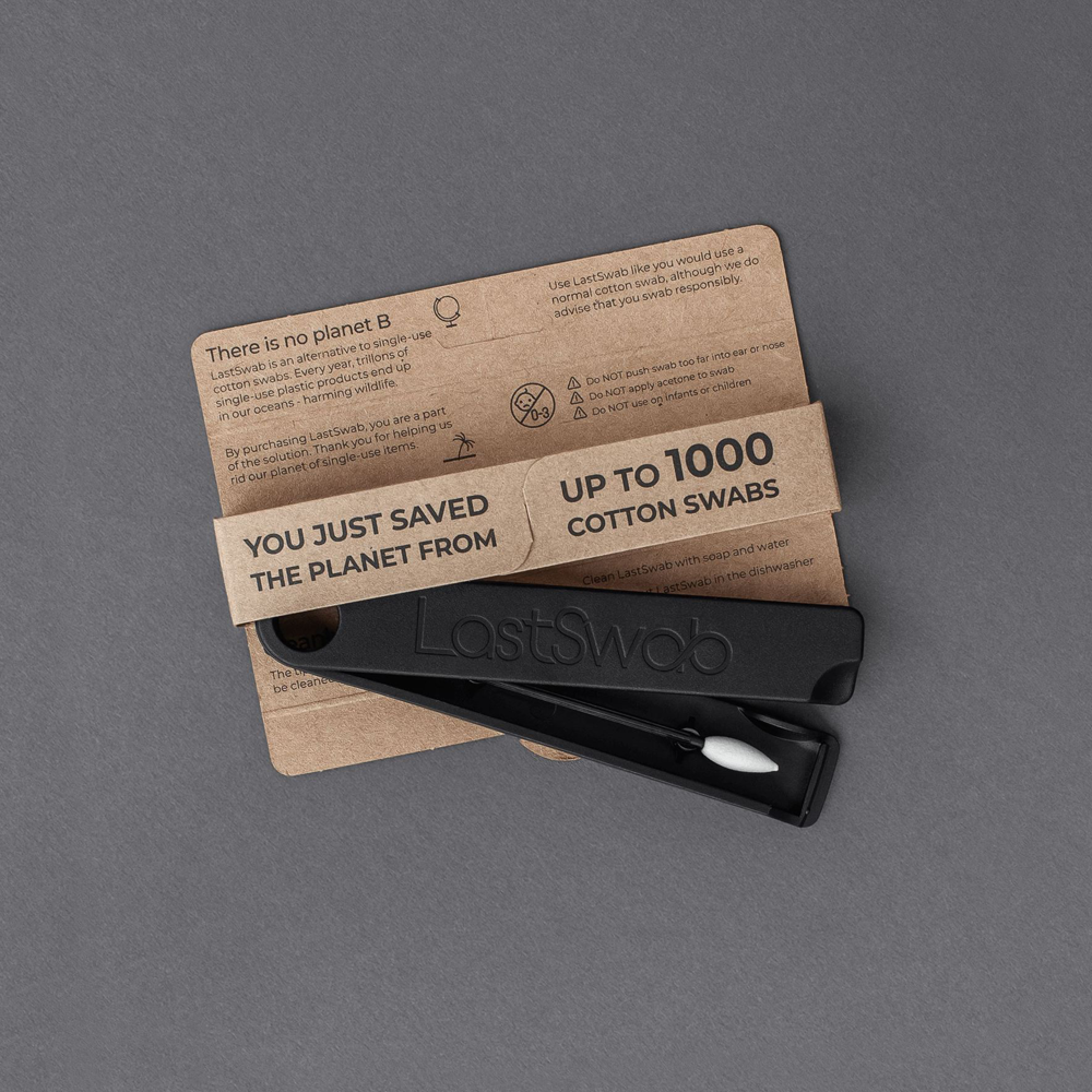 a single black reusable beauty cotton swab