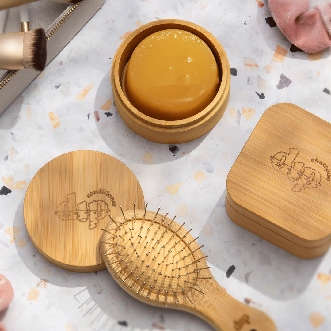 bamboo travel case for zero waste shampoo bars - the good fill