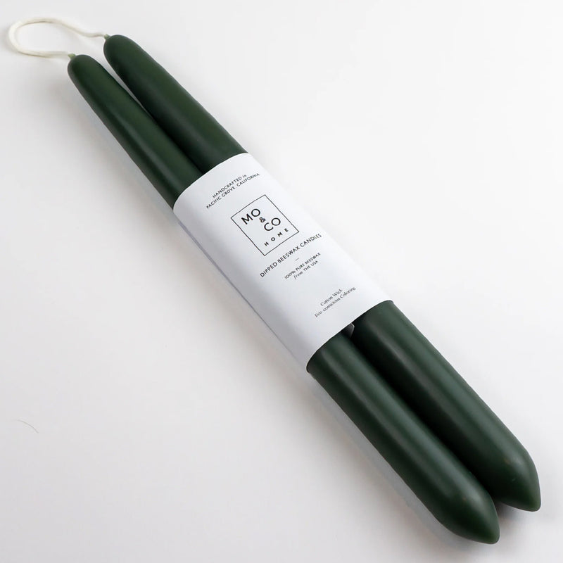 100% beeswax tapered candle in forest green - the good fill