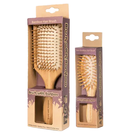 natural bamboo hair brushes in a compostable kraft paper box - the good fill
