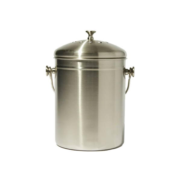 stainless steel compost bin with lid and filter