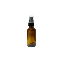 2oz glass amber bottle with a black spray top.