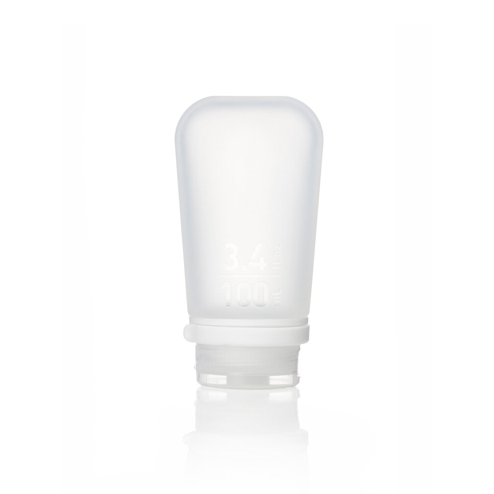 3.4oz. clear squeezable silicone GoToob for zero waste on the go activities.