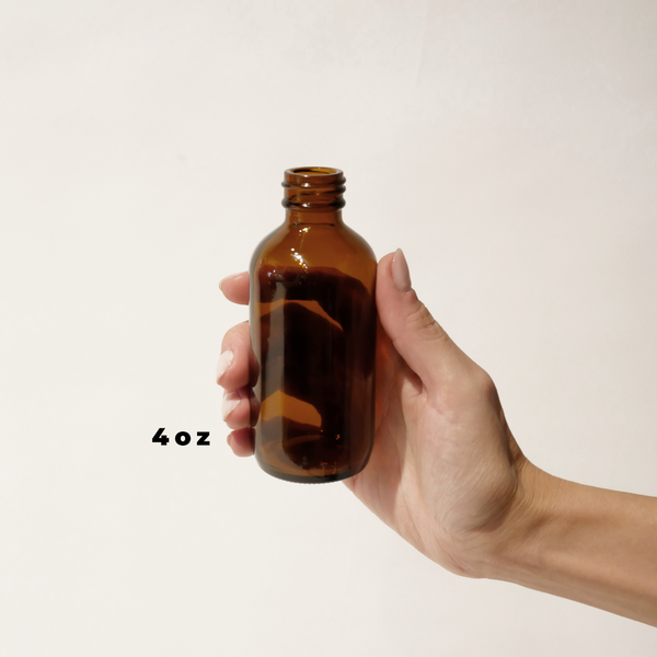 4oz. refillable glass amber bottle