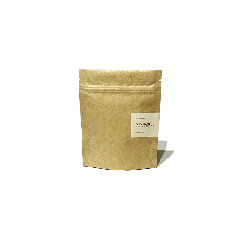 4oz compostable paper packet for zero waste clay mask refills.