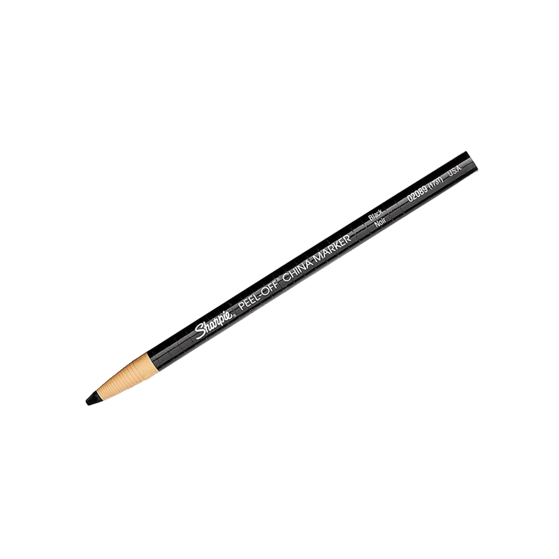 a black peel-off wax pencil