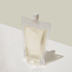 face wash refills in a reusable pouch