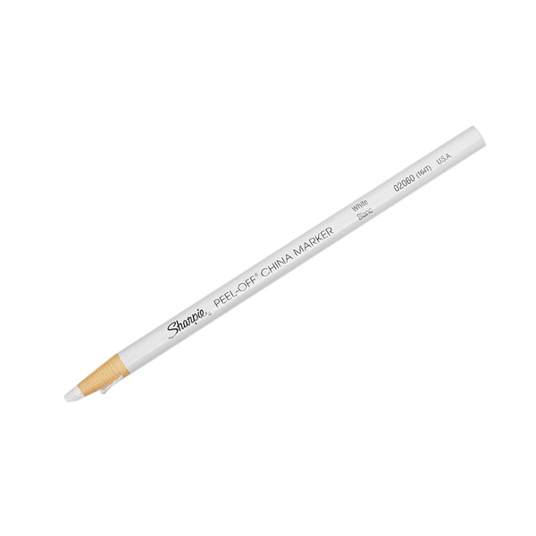 a white peel-off wax pencil