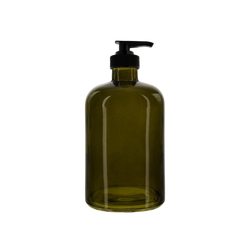 Refillable 15 oz Green Apothecary Bottle with plastic pump top