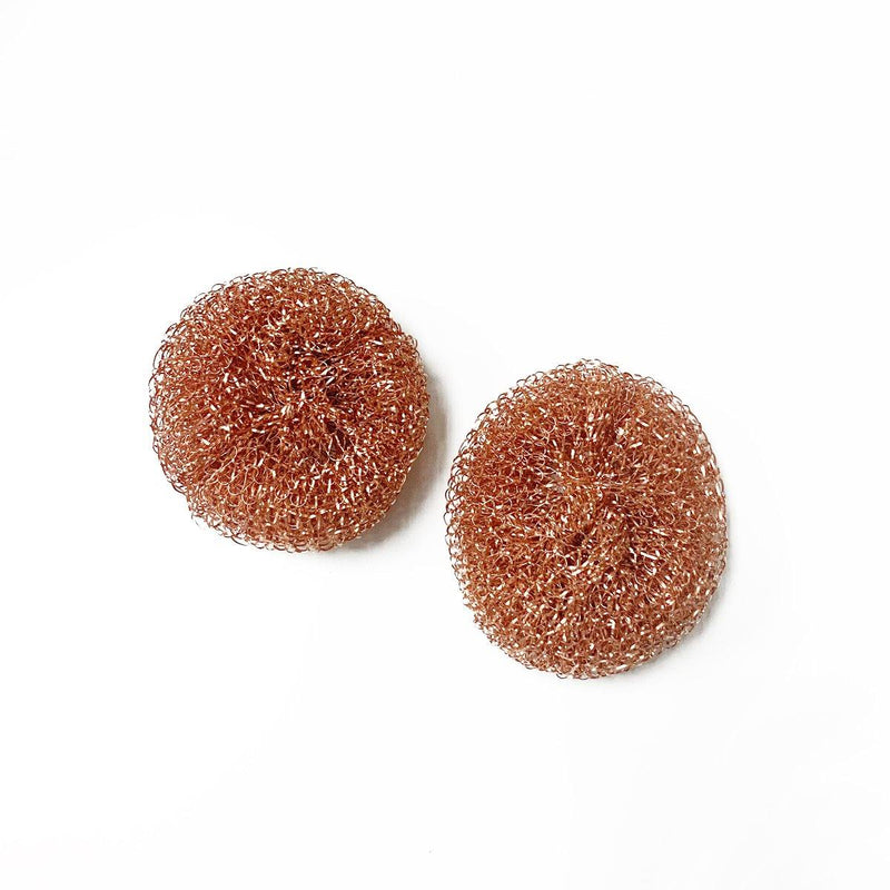 two round copper scrubbers without small paper wrapper