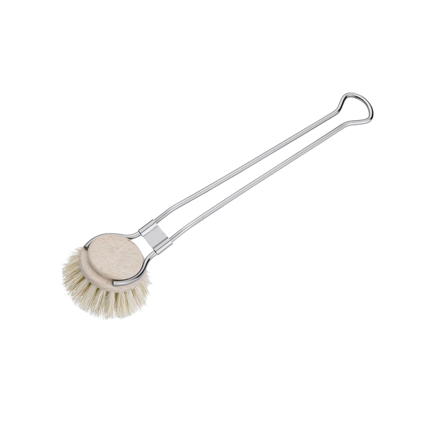 stainless steel dish brush with a replaceable dish head.