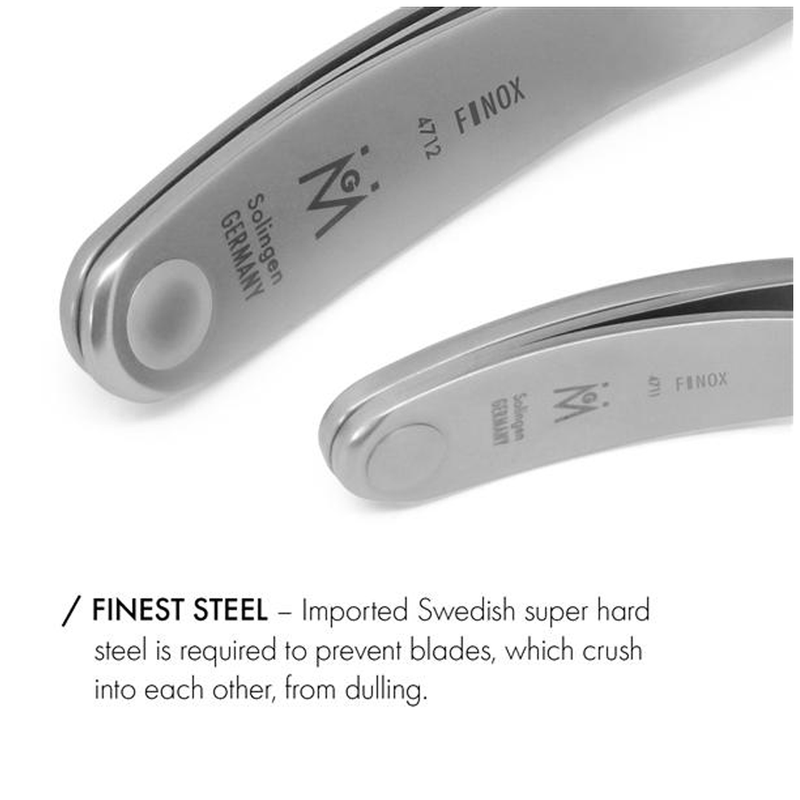 Finest Steel - Imported Swedish super hard steel is required to prevent blades, which crush into each other, from dulling.