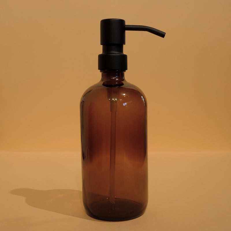 16 oz Amber Glass Bottle with Metal Pump – THE GOOD FILL