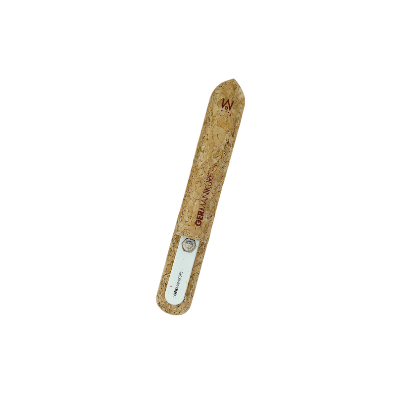 zero waste glass nail file with cork case sleeve
